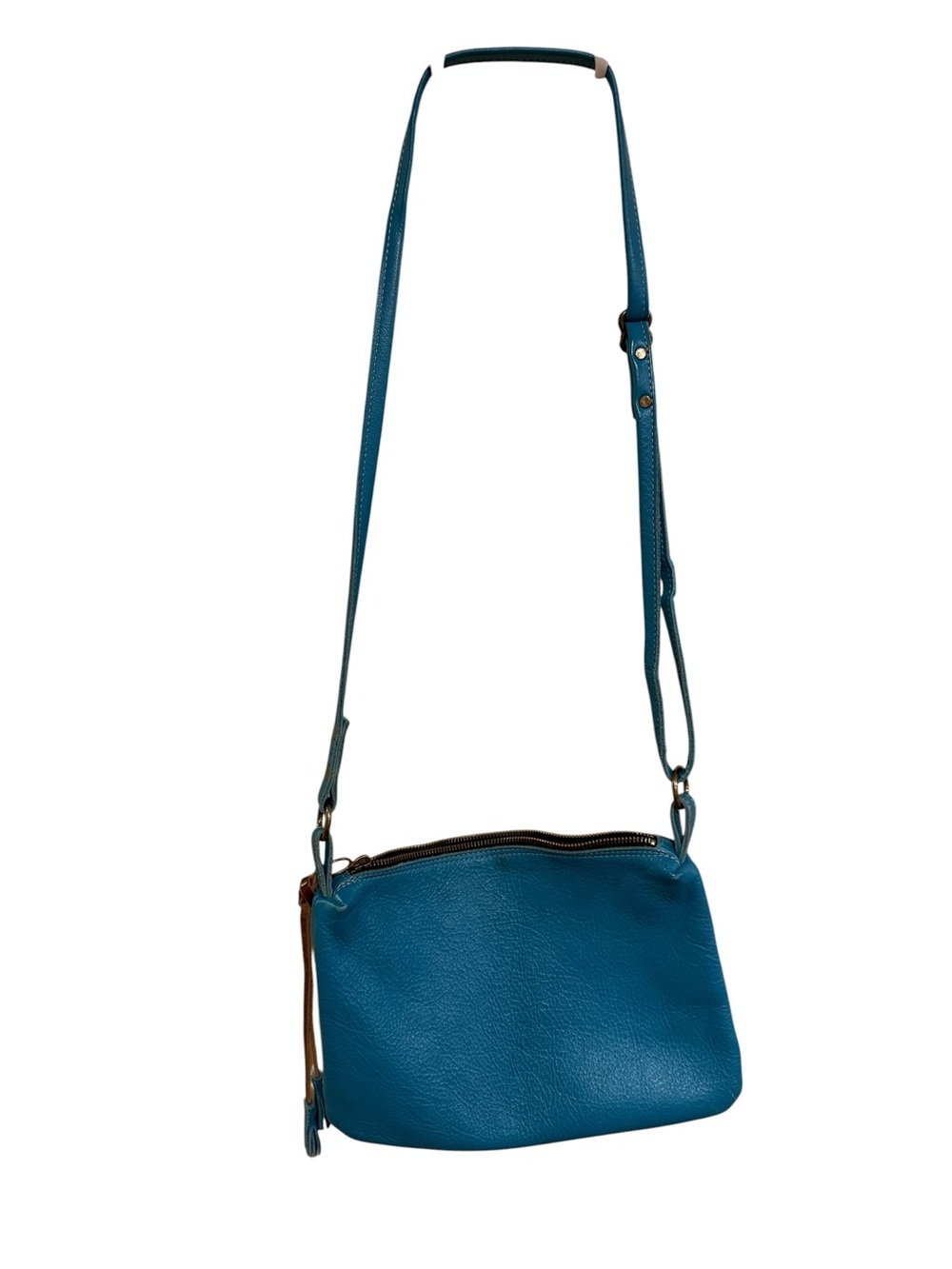 Kurier of Maine 100% Leather Teal Crossbody Bag with Adjustable Strap